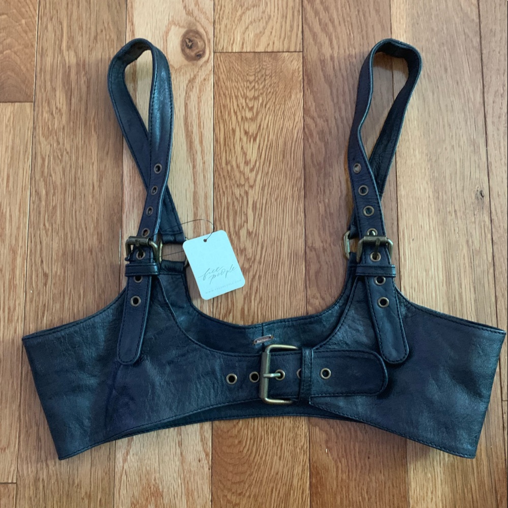Free People rebel leather harness, black, small